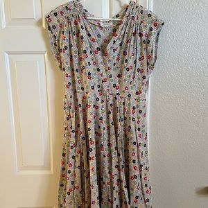 Retro flower pattern midi dress